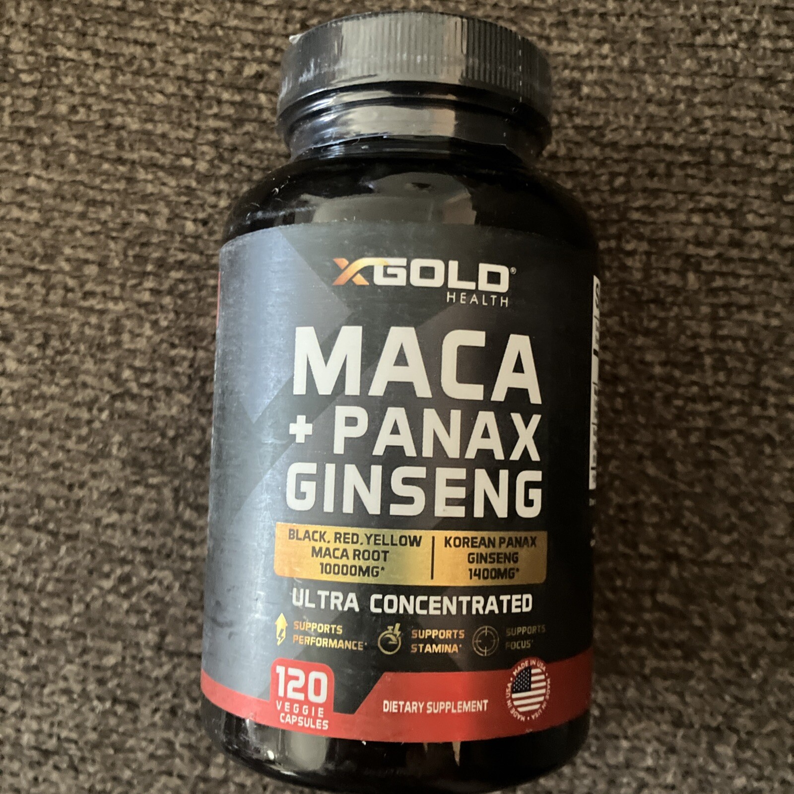 Maca Root Capsules 10,000mg + Korean Panax Ginseng 1,400mg - 20x Concentrated