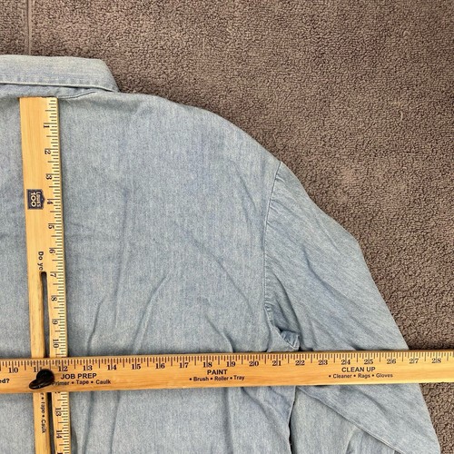 VINTAGE Next Era Womens Blouse Large Button Up Collared Chambray Beaded Tasseled - Picture 12 of 12