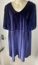 TU blue velvet feel skater dress size 22 plus size new with tag