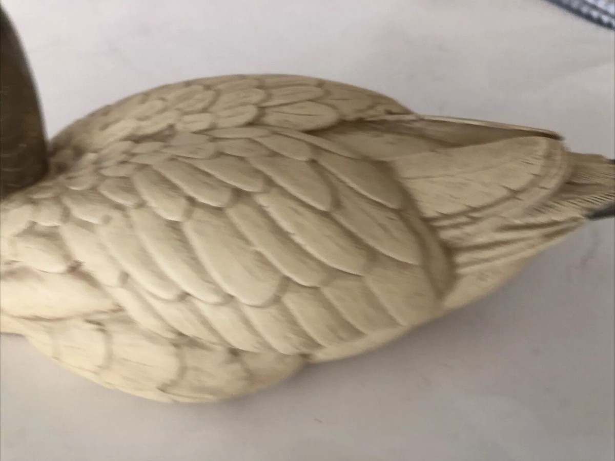 Vintage Elli Malevolti Duck Figurine Brass Accented Hand painted