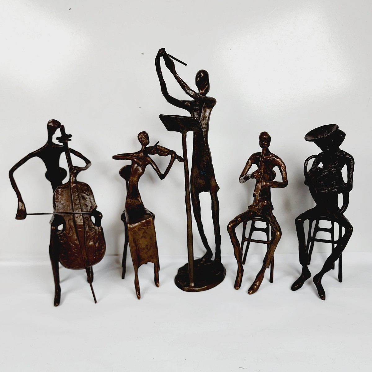 ALFONS BURN ORCHESTRA BRONZE FIGURES MODERNIST HORNS STRINGS 8