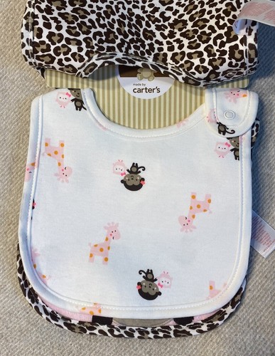 Child Of Mine Carters 3pk Bibs Monkeys Water Resistant Infant Baby Girl Feeding - Picture 2 of 9