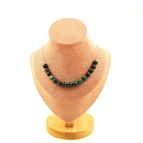 Collier 3 Perles D'Émeraude De Zambie Qualité 3A - 8 Mm, Avec Chaîne - Neuf Avec étiquettes, Marque A Bijoux