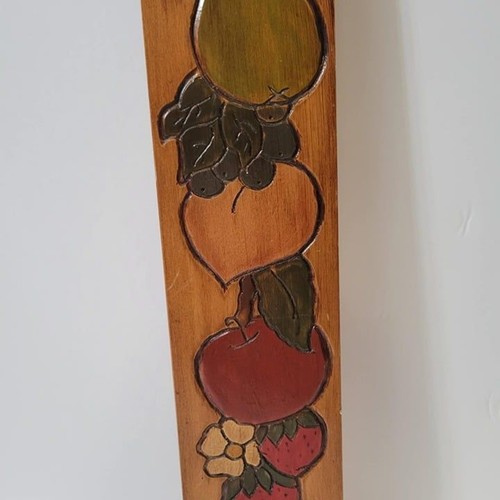 Vintage Hand Painted Fruit Wood Kitchen Paddle Wall Art Plaque Cottage Core MCM - Picture 4 of 9