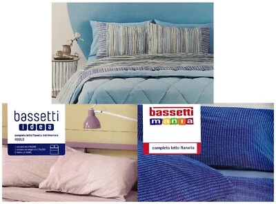 Completo lenzuola flanella set singolo una piazza e mezza matrimoniale Bassetti