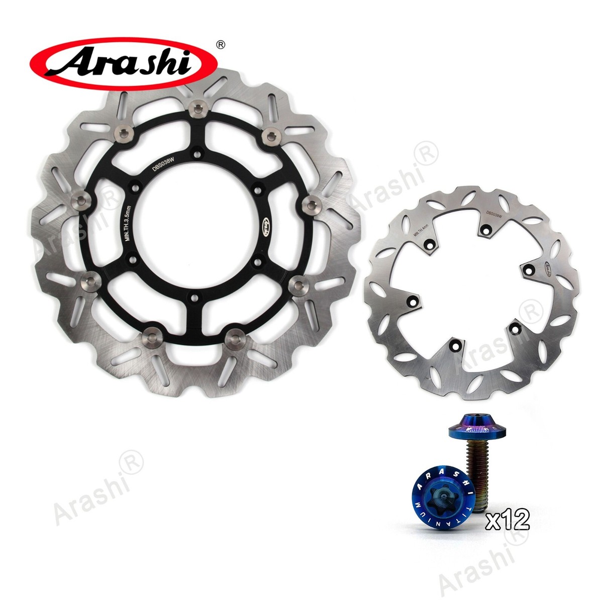 Fit Suzuki DRZ400SM 2005-2023 Front Rear Brake Disc Rotor & M6