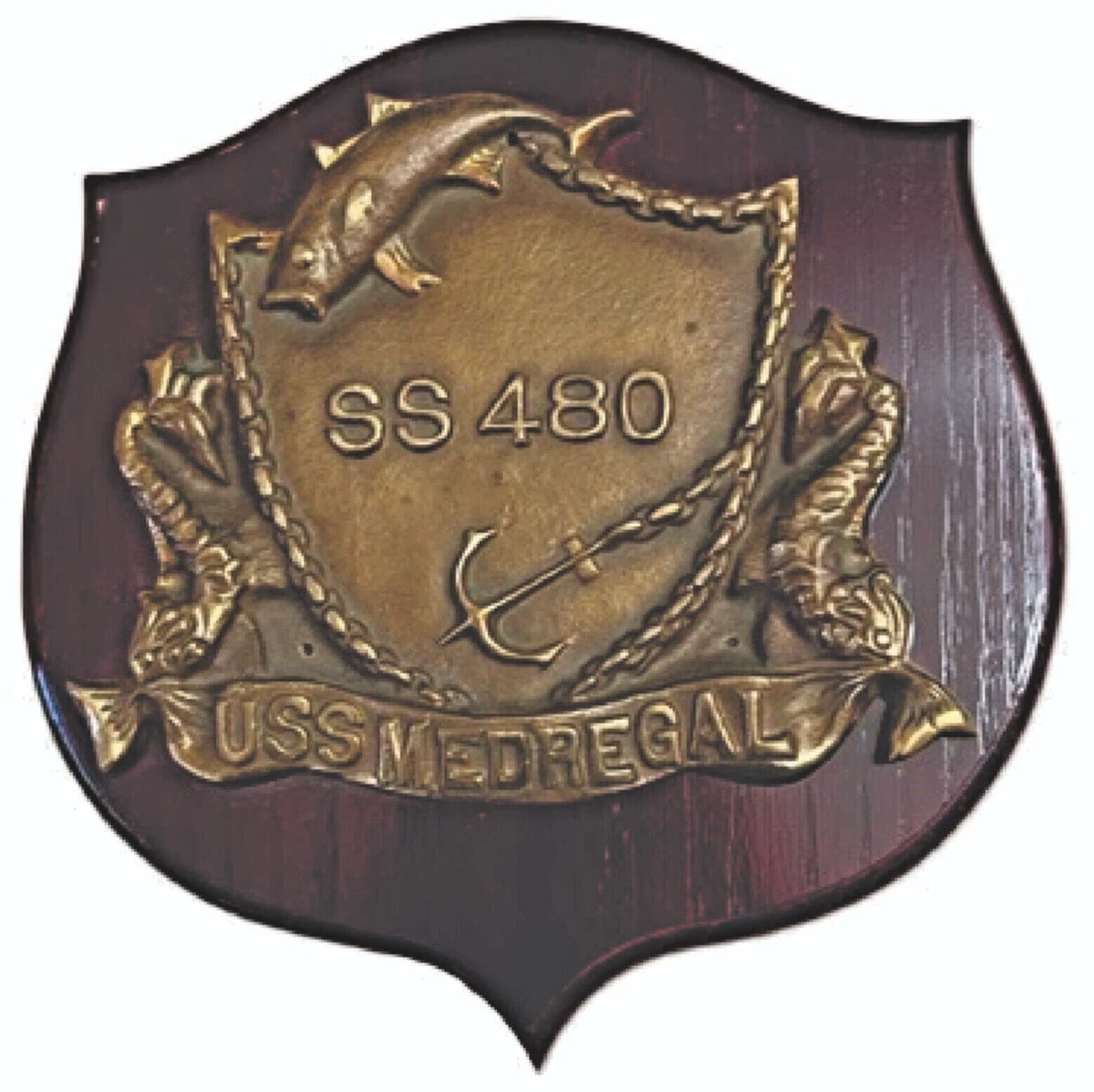 USS Medregal SS 480, Brass Plaque, 4 lbs 14 oz, 10x10 inches c7919  