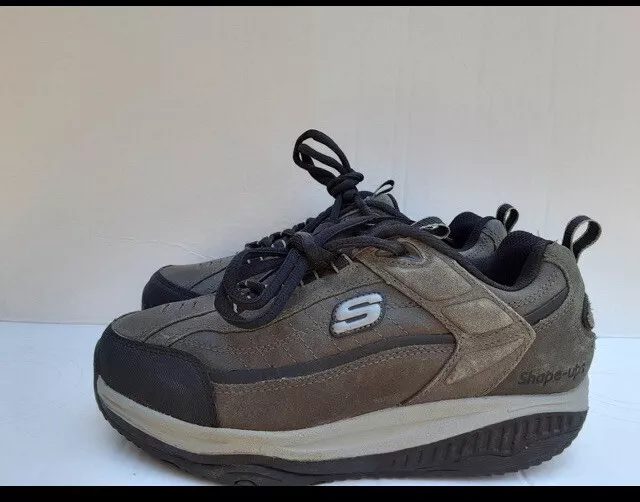 Skechers Mens Shape Ups Walking Shoes Brown Black 50875 Leather Low Top 7M