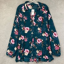 New Torrid Floral Harper Georgette Blouse Size 2 Teal Floral Fit and Flare