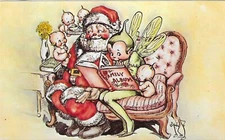 Vintage Greetings Postcard Kewpieville Rose O'Neill Santa Christmas Family Album
