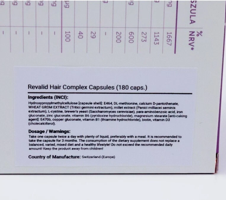 Revalid Haarkomplex - reduziert Haarausfall und verbessert das Nagelwachstum - 180 ca. - LANGE EXP. - Bild 3 von 4