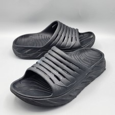 Hoka One One Ora Black Recovery Slides Men's Size 8 Women's Size 10