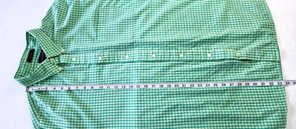 Camisa de manga corta con botones de fácil cuidado a cuadros verdes talla 2XLT Saddlebred para hombre Foto 3 de 4