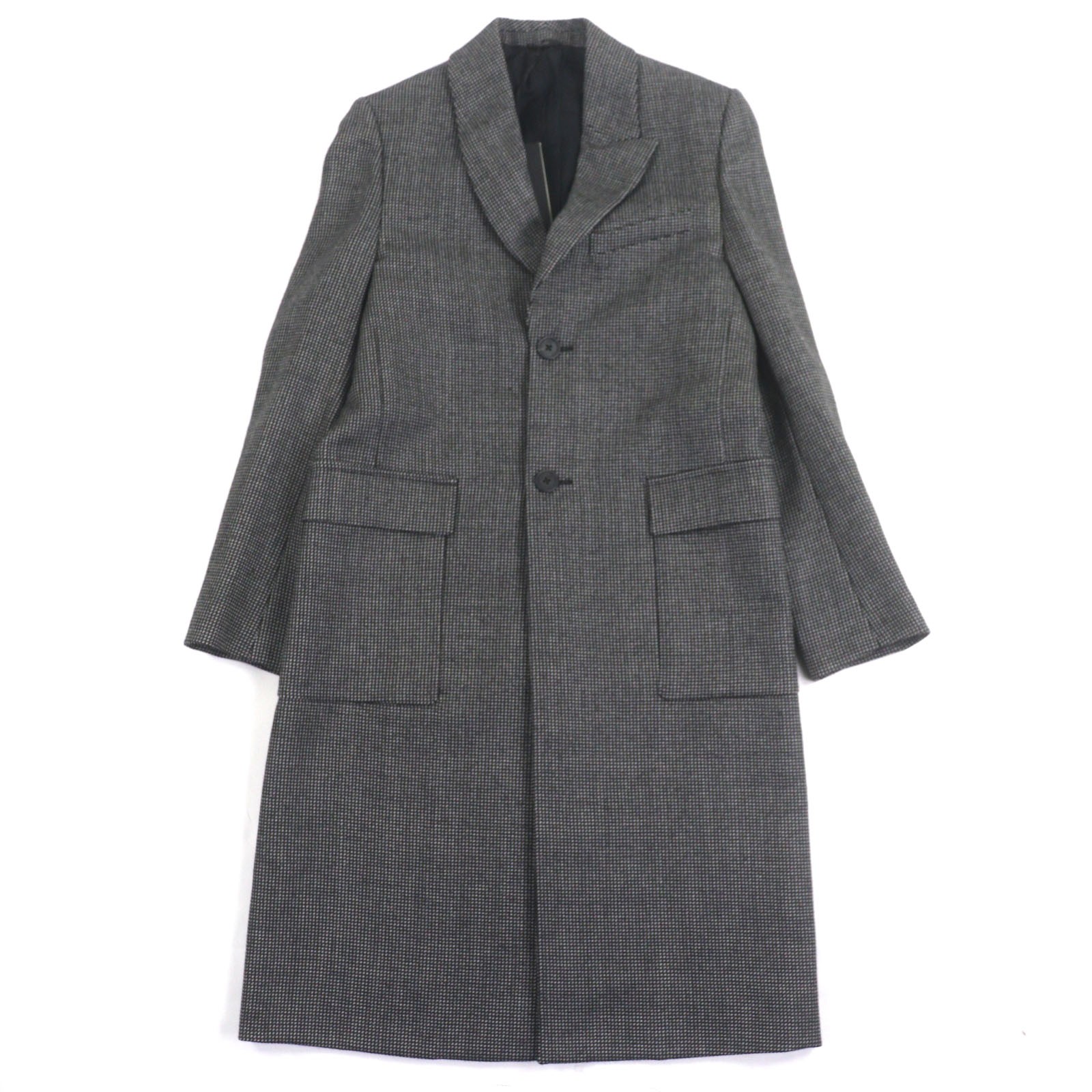 FENDI FF0289 Single Coat Unused Wool Woven Chesterfield Black Size 44 Italy