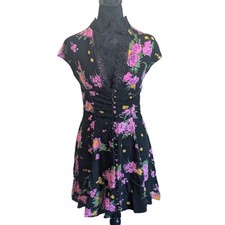 Free People Floral Dark Boho Mini Dress, Size 8