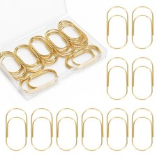 50 Pcs Jumbo Paper Clips 2 Inch 50mm , Large Gold Paperclips, Non-Skid Smooth S