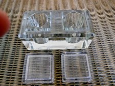 Vintage Glass Double Ink Well With Lids