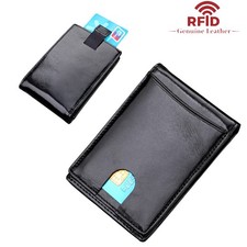 RFID Blocking Slim Bifold Genuine Leather Minimalist Front Pocket Wallet for Men