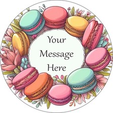 Macarons Personalised Cake Toppers Edible Icing Wafer Decor Birthday Party Food