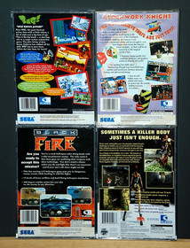 4 SEGA SATURN GAME LOT - CLOCKWORK KNIGHT- TOMB RAIDER- BUG- BLACK FIRE