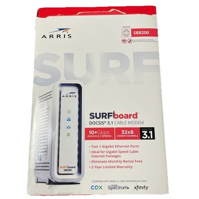 ARRIS SURFboard SB8200 DOCSIS 3.1 10 Gbps Cable Modem (white)