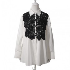 Excellent VALENTINO 23AW Lace Shirt Blouse White Women 42 6-ZE043
