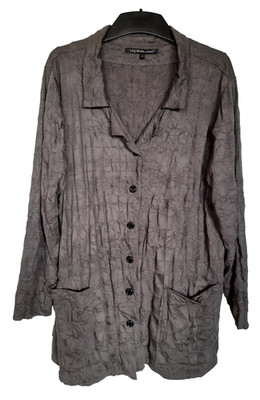 Lily White Shirtjacke Knitteroptik Bügelfrei Gr. 4 (50-52) braun NEU