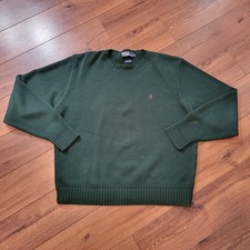 Vintage Polo Ralph Lauren Mens 100 Cotton Forest Green Sweater Size XL