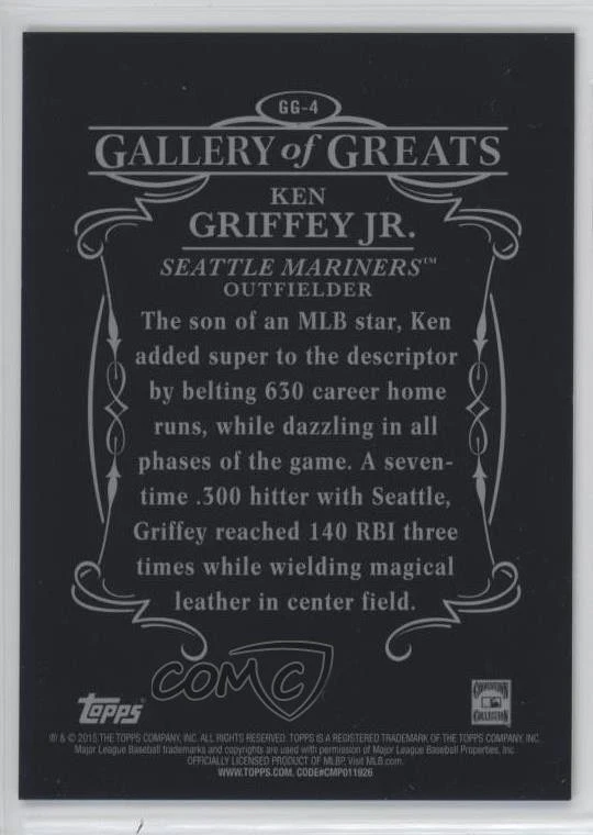 2015 Topps Gallery of Greats Ken Griffey Jr #GG-4 HOF - Image 2 of 2