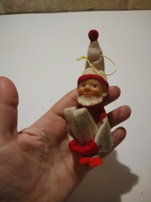 SUPER RARE VTG KNEE HUGGER GNOME RED/WHITE 4'' VG