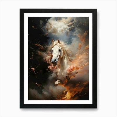 Pferd im Donner Kunstdruck gerahmt Wandbild Poster Leinwanddruck Bild