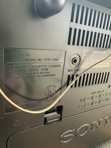 Vtg Sony CFD-550 Dual Cassette CD Boombox 90’s - Picture 5 of 6