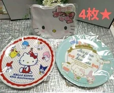Sanrio Hello Kitty Melamine Plates Set of 4 Anniversary Tea Time Characters New