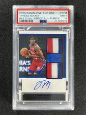 2020-21 Panini One And One Tyrese Maxey Dual RC Patch Auto RPA /35 PSA 9 MINT