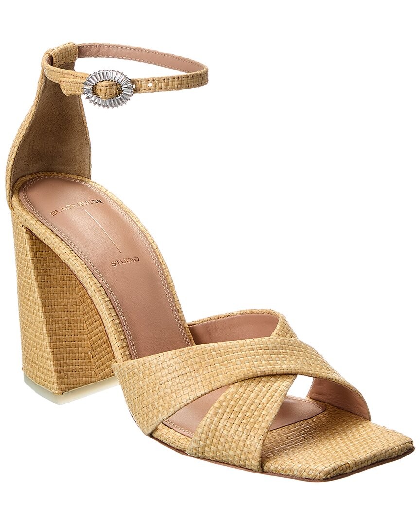 Black Suede Studio Chelsea Raffia Sandal Women's Brown 38