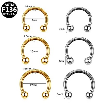 Hufeisen Nasen Piercing aus ASTM Titan F136 Nasenring Septum Lippen Nippel Ring