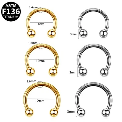 Hufeisen Nasen Piercing aus ASTM Titan F136 Nasenring Septum Lippen Nippel Ring - Bild 1 von 4