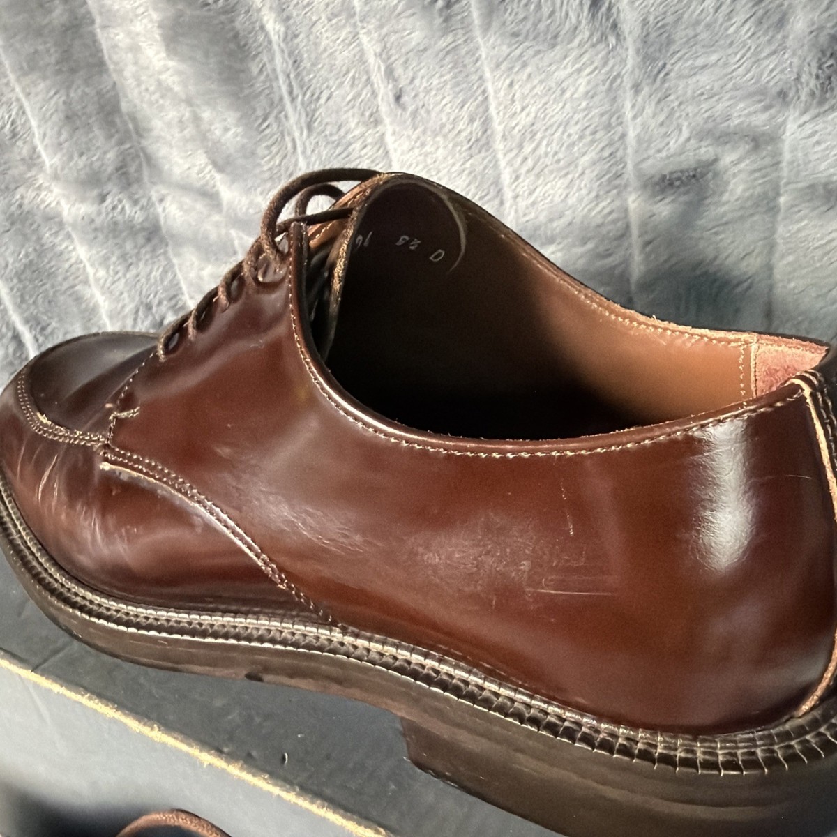 Brooks‎ Brothers Mens 8.5 D Dark Brown Leather Lace Up Blucher Made In Italy Vintage ALDEN Dark Brown Shell Cordovan Wing Tip Oxfords  main image 2
