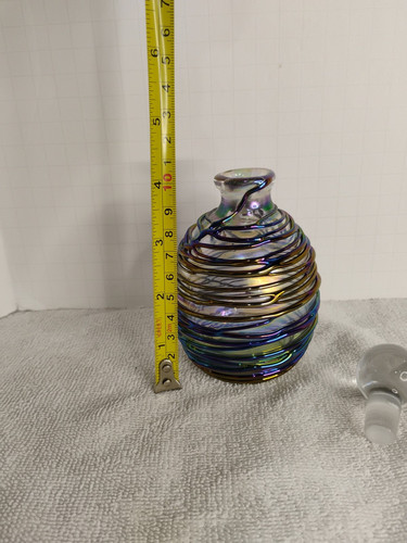 Vintage Kunst Glas Parfüm Flakon 5" hoch - Karneval Glas Stil - schön - Bild 9 von 10