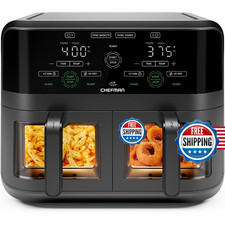 CHEFMAN 6 Quart Dual Basket Air Fryer Oven with Easy View Windows, Sync Finish, 