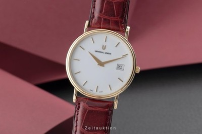 Universal Geneve 18k (0,750) Gold White Dial Herrenuhr Ref. 149.140-22 Papiere