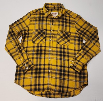 Mossimo Supply & Co. Target 2016 Woman Boyfriend Fit Yellow Plaid Long Sleeve M