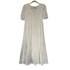 Love the Dress Ivory Lace Button Front Midi Dress Large Cottagecore NWT