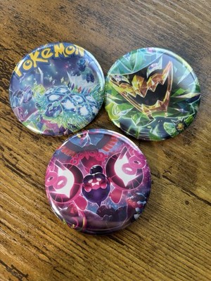 3 Pokemon Foil Pin Buttons Japanese Booster Night Wanderer Ogerpon Stellar Crown
