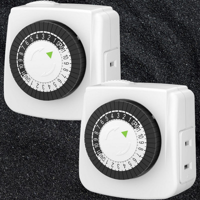 BN-LINK Indoor 24-Hour Mechanical Outlet Timer Plug Indoor 2 Pack 2 or 3 Prong