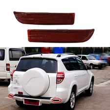 Pair Rear Bumper Reflectors Reflex Tail Lamps Red Lens For Toyota RAV4 2009-2012