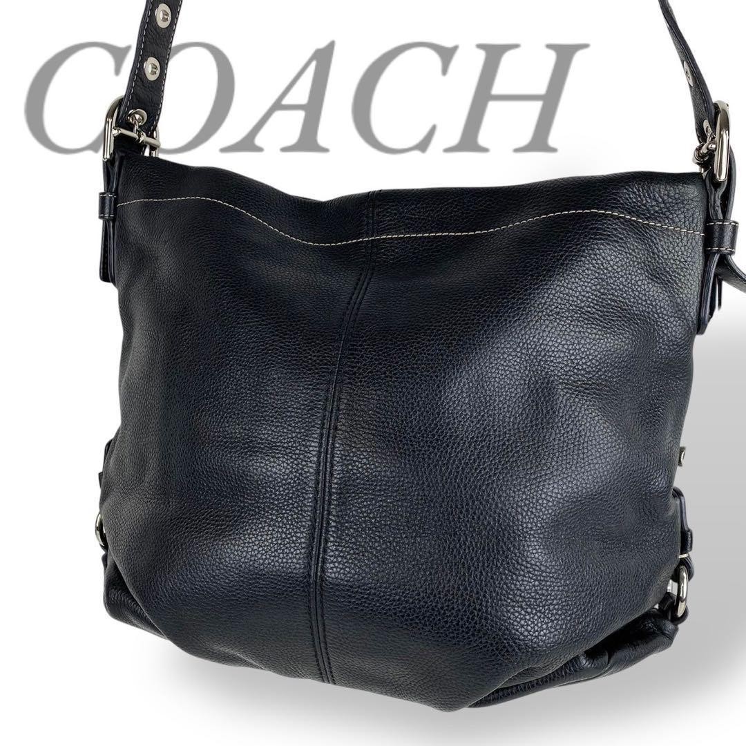 COACH Black Pebbled Leather Shoulder Bag F15064