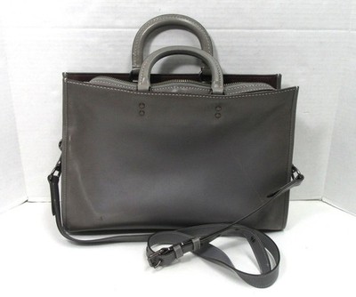 【ロペ】COACH グレー ビジネスバッグ COACH ROGUE BRIEF LAPTOP BAG GENUINE GLOVETANNED LEATHER GRAY