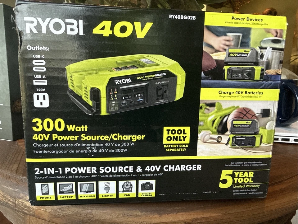 New Ryobi RY40BG02B 40V Power Pack Sealed 300 Watt Free Shipping - Image 1 of 4