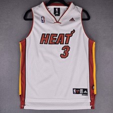 Miami Heat Jersey Boys Large White NBA Basketball Dwyane Wade 3 Adidas 00s Y2K